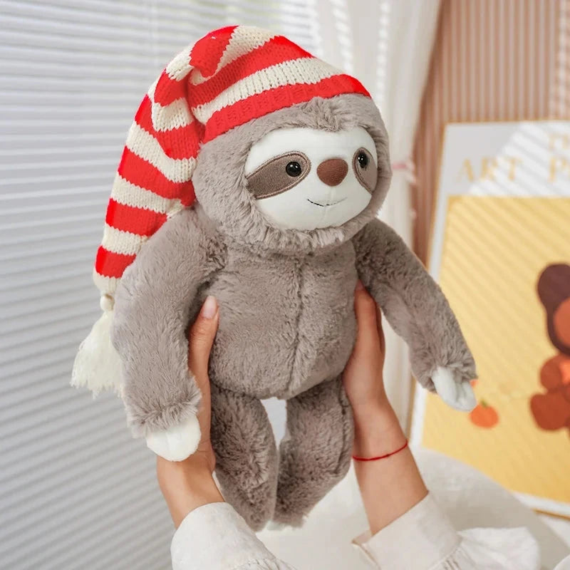kawaiies-softtoys-plushies-kawaii-plush-Kawaii Christmas Sloth Plush with Striped Hat Soft toy 