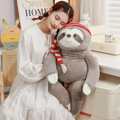 kawaiies-softtoys-plushies-kawaii-plush-Kawaii Christmas Sloth Plush with Striped Hat Soft toy 