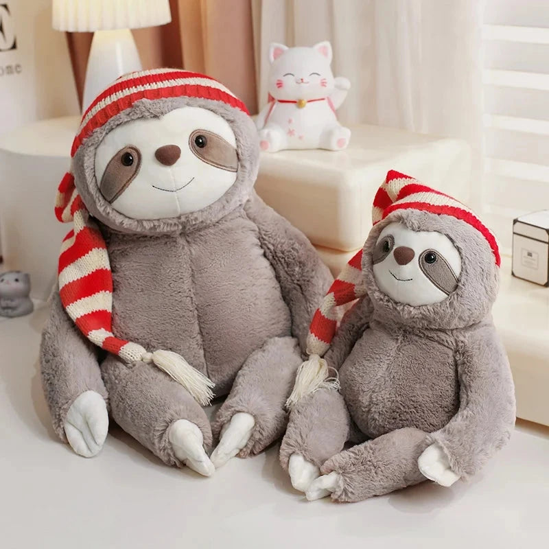 kawaiies-softtoys-plushies-kawaii-plush-Kawaii Christmas Sloth Plush with Striped Hat Soft toy 