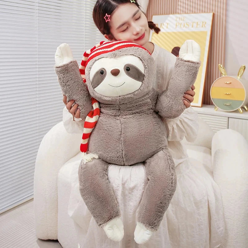 kawaiies-softtoys-plushies-kawaii-plush-Kawaii Christmas Sloth Plush with Striped Hat Soft toy 