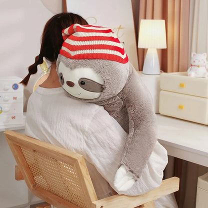 kawaiies-softtoys-plushies-kawaii-plush-Kawaii Christmas Sloth Plush with Striped Hat Soft toy 