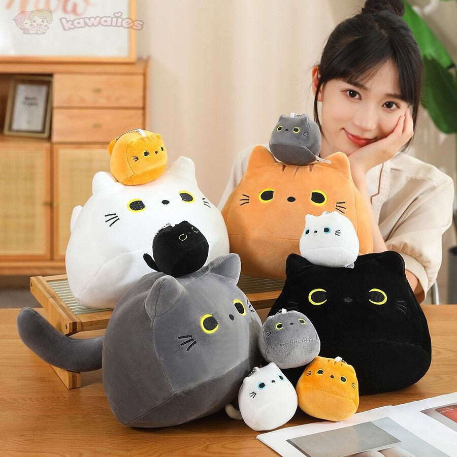 kawaiies-softtoys-plushies-kawaii-plush-Kawaii Chunky Cat Plushies with Kittens Soft toy 