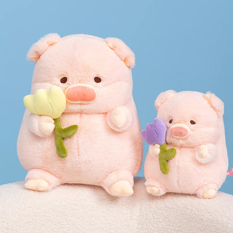 kawaiies-softtoys-plushies-kawaii-plush-Kawaii Chunky Pig holding Flower Plushie Soft toy 
