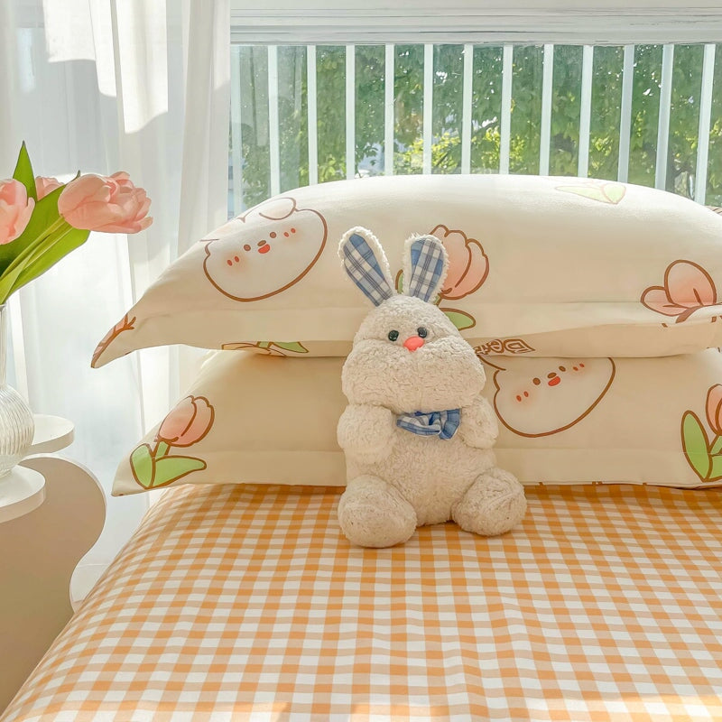 kawaiies-softtoys-plushies-kawaii-plush-Kawaii Dreamy Floral Bunny 120gsm Polyester Bedding Set Collection Bedding Sets 