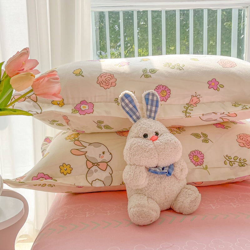 kawaiies-softtoys-plushies-kawaii-plush-Kawaii Dreamy Floral Bunny 120gsm Polyester Bedding Set Collection Bedding Sets 