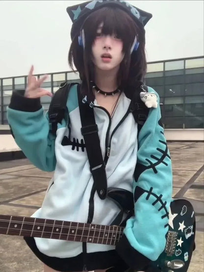 kawaiies-softtoys-plushies-kawaii-plush-Kawaii Fishbone Aqua Grey Hoodie Set Apparel 