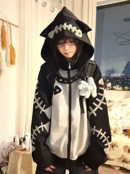 kawaiies-softtoys-plushies-kawaii-plush-Kawaii Fishbone Aqua Grey Hoodie Set Apparel 