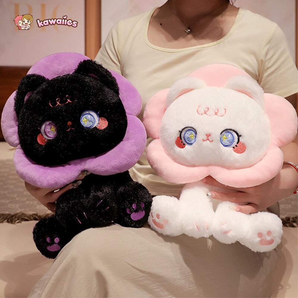 kawaiies-softtoys-plushies-kawaii-plush-Kawaii Flower Black White Cat Plushies | NEW Soft toy 