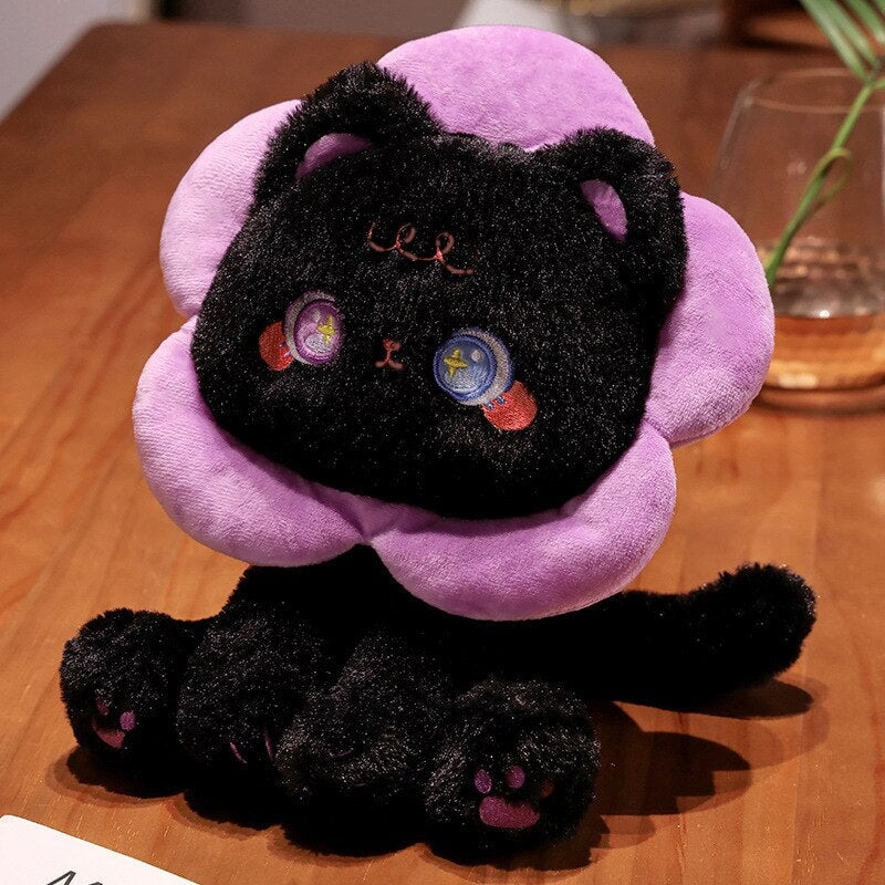 kawaiies-softtoys-plushies-kawaii-plush-Kawaii Flower Black White Cat Plushies | NEW Soft toy Black 