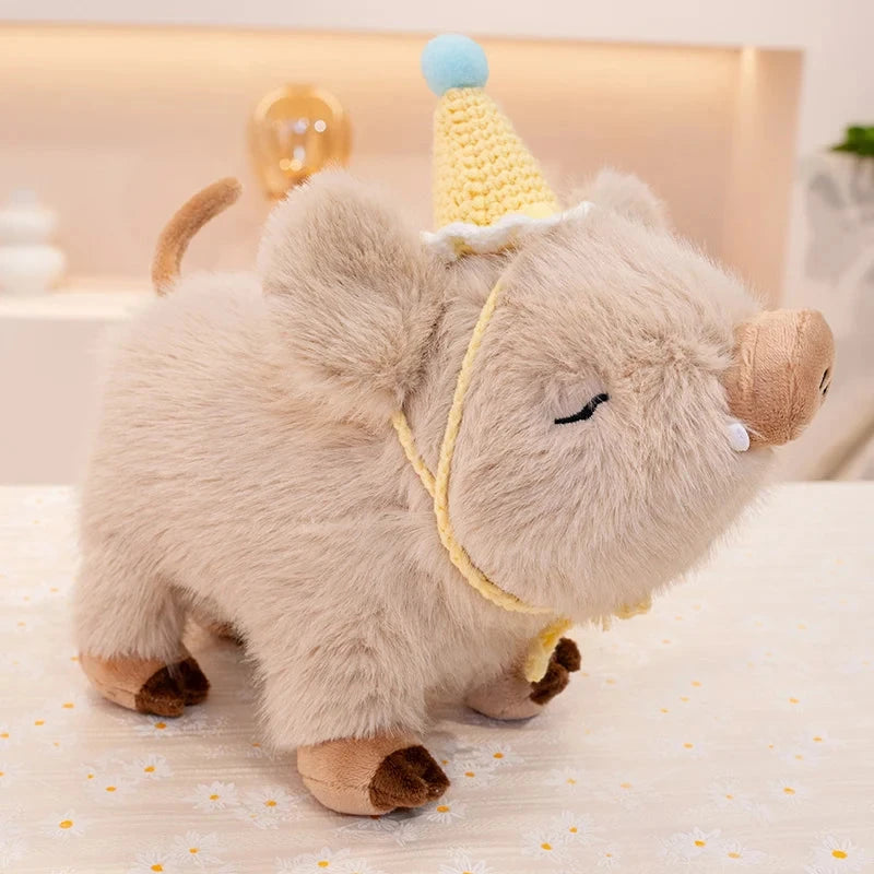 kawaiies-softtoys-plushies-kawaii-plush-Kawaii Fluffy Wild Boar Plushie Soft toy Cream with Hat 8in / 20cm 
