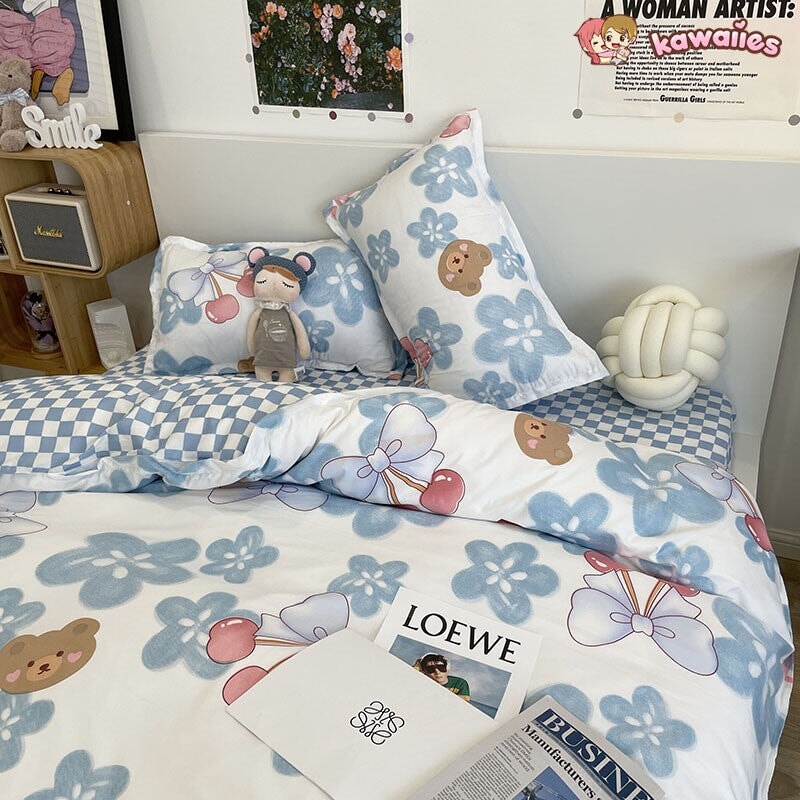 kawaiies-softtoys-plushies-kawaii-plush-Kawaii Fruity Brown Bear Polyester Bedding Set | NEW Bedding Sets 
