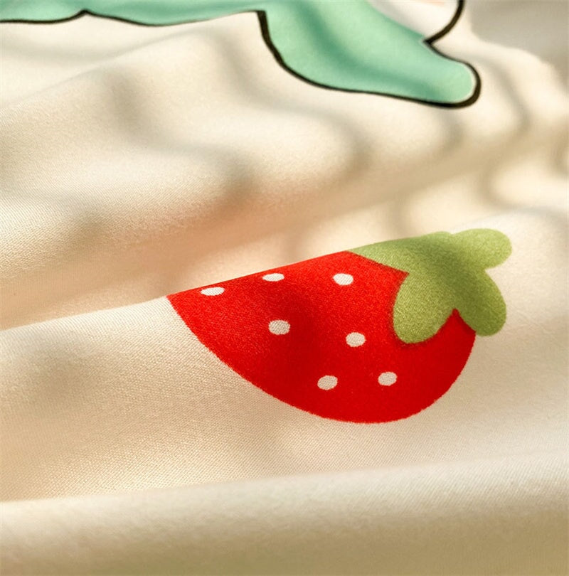 kawaiies-softtoys-plushies-kawaii-plush-Kawaii Green Dinosaur Floral 120gsm Polyester Bedding Set | NEW Bedding Sets 