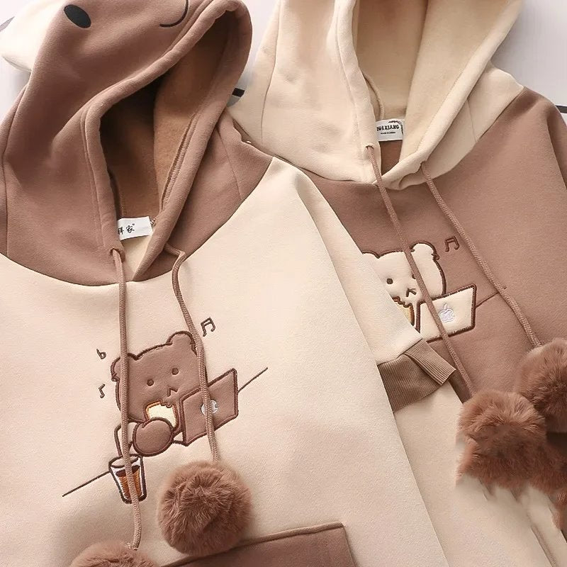 kawaiies-softtoys-plushies-kawaii-plush-Kawaii Harajuku Style Bear Two-tone Hoodies Hoodies 