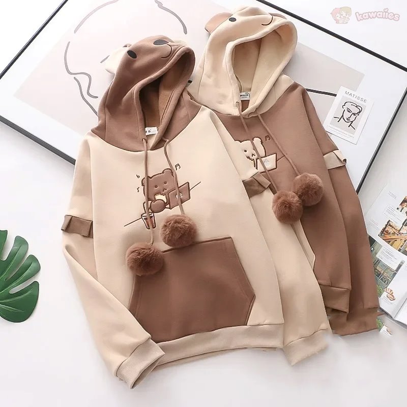 kawaiies-softtoys-plushies-kawaii-plush-Kawaii Harajuku Style Bear Two-tone Hoodies Hoodies 