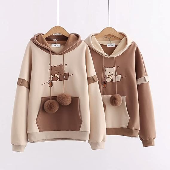 kawaiies-softtoys-plushies-kawaii-plush-Kawaii Harajuku Style Bear Two-tone Hoodies Hoodies 