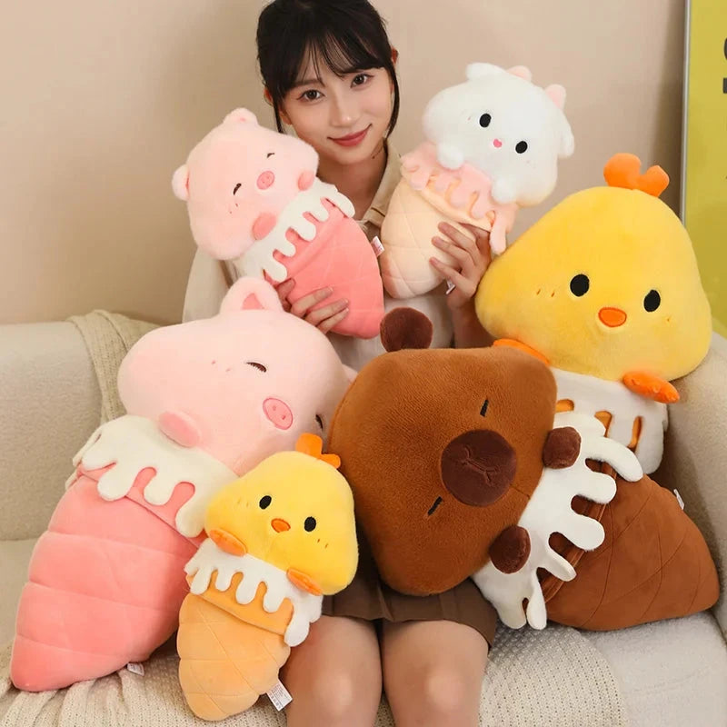 kawaiies-softtoys-plushies-kawaii-plush-Kawaii Ice Cream Pig Capybara Chick Sheep Plushie Soft toy 