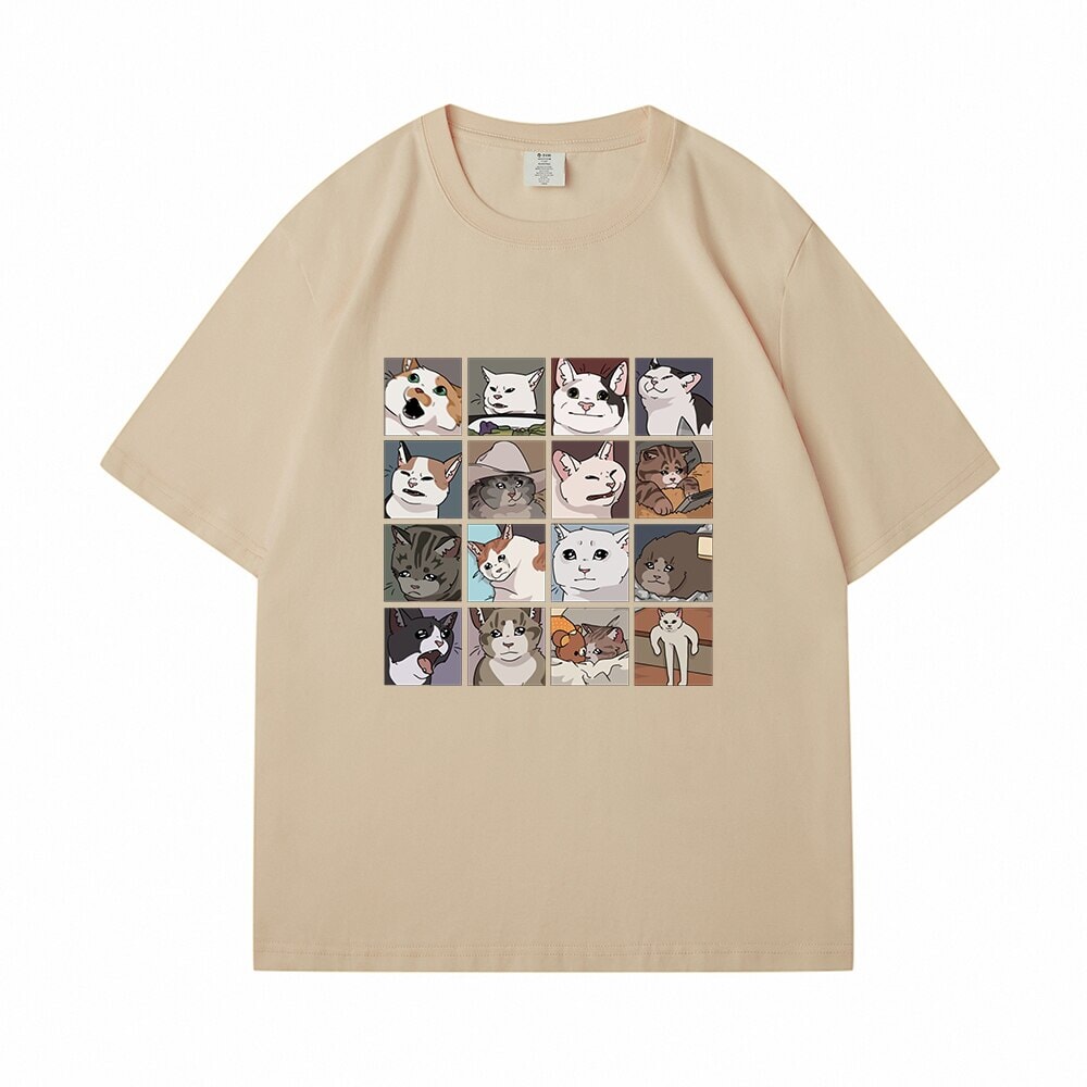 kawaiies-softtoys-plushies-kawaii-plush-Kawaii Illustrated Cats Meme V3 Unisex Tee Top | NEW Apparel Camel S 