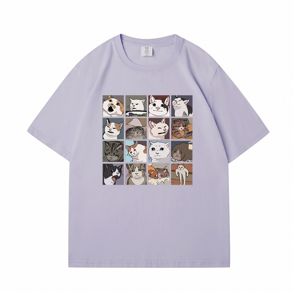 kawaiies-softtoys-plushies-kawaii-plush-Kawaii Illustrated Cats Meme V3 Unisex Tee Top | NEW Apparel Purple S 