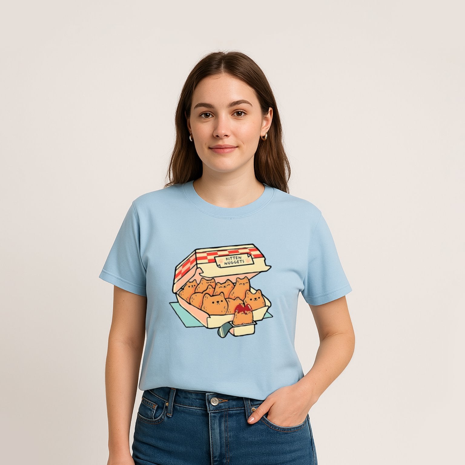 kawaiies-softtoys-plushies-kawaii-plush-Kawaii Kitten Nuggets Unisex Tee Apparel Blue XS 