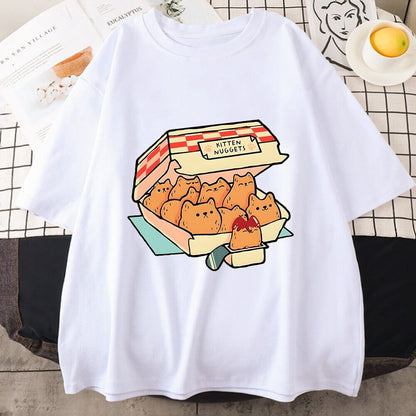 kawaiies-softtoys-plushies-kawaii-plush-Kawaii Kitten Nuggets Unisex Tee Apparel White XS 
