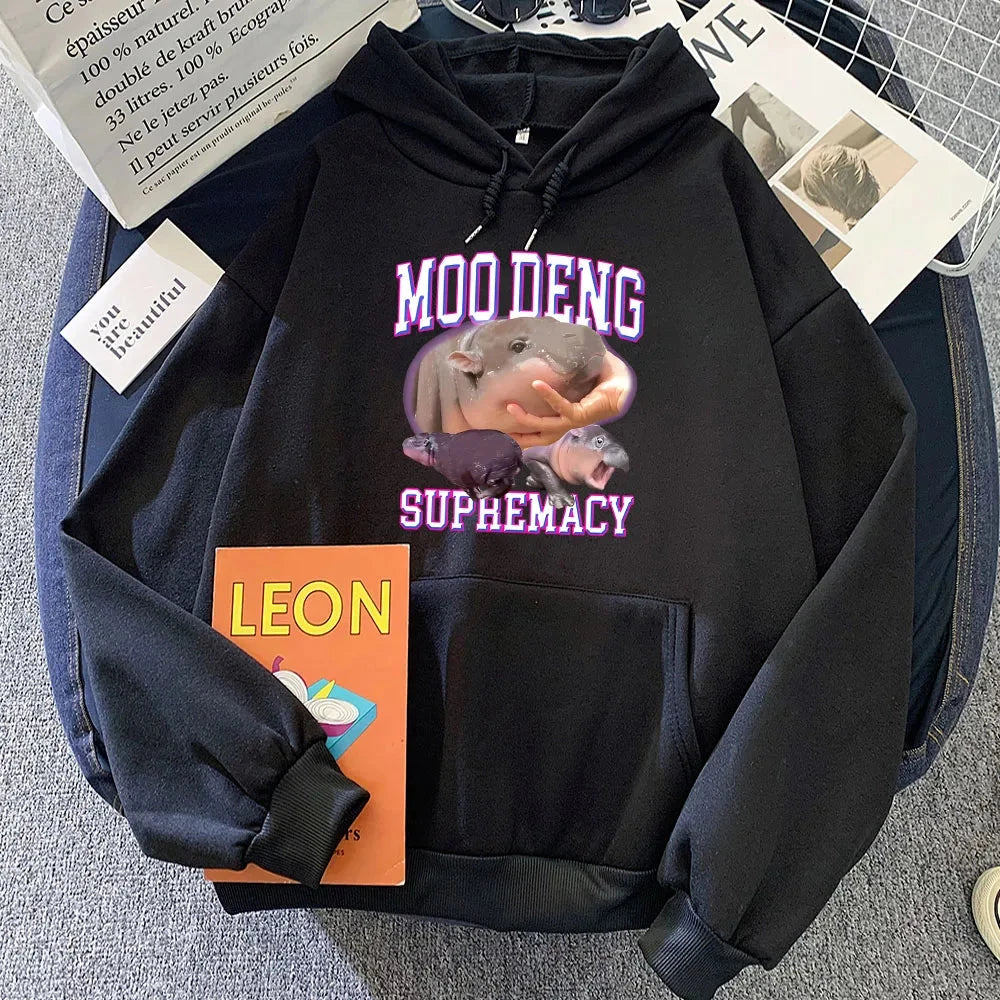 kawaiies-softtoys-plushies-kawaii-plush-Kawaii Moo Deng Supremacy Hippo Unisex Hoodie Apparel Black XS 