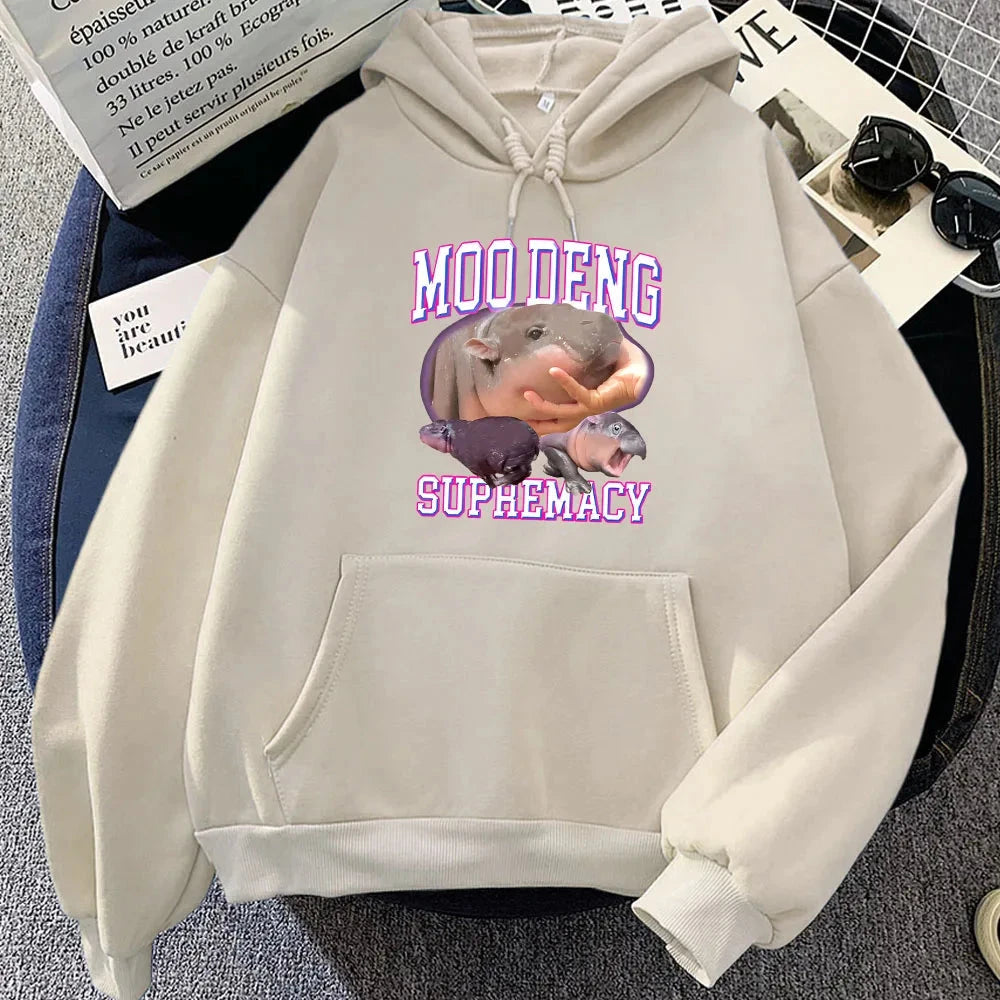 kawaiies-softtoys-plushies-kawaii-plush-Kawaii Moo Deng Supremacy Hippo Unisex Hoodie Apparel Cream XS 