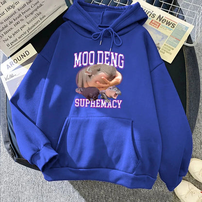 kawaiies-softtoys-plushies-kawaii-plush-Kawaii Moo Deng Supremacy Hippo Unisex Hoodie Apparel Dark Blue XS 