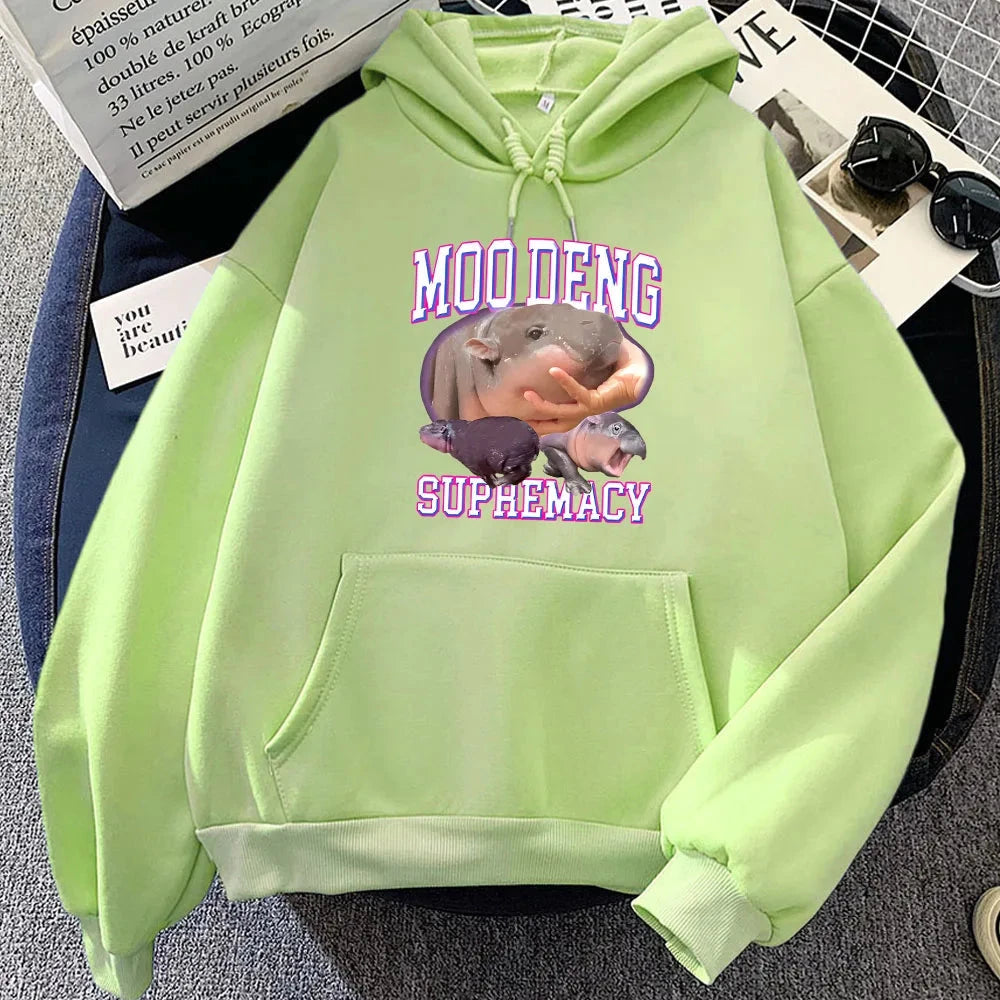 kawaiies-softtoys-plushies-kawaii-plush-Kawaii Moo Deng Supremacy Hippo Unisex Hoodie Apparel Light Green XS 