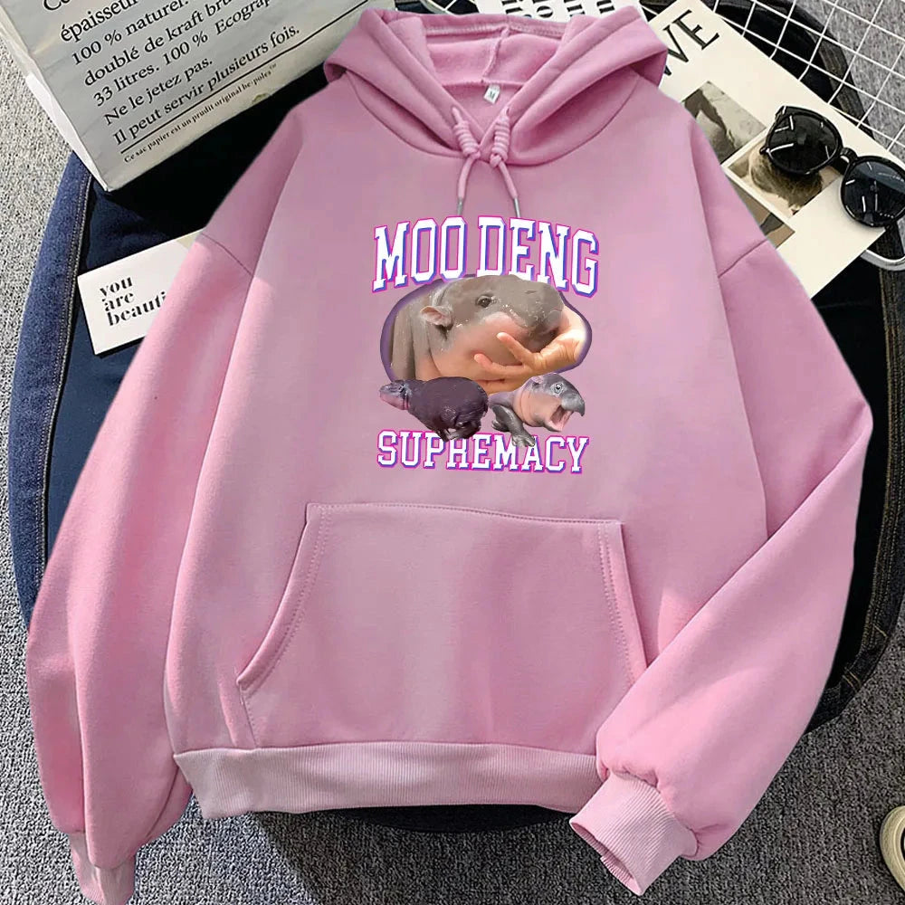 kawaiies-softtoys-plushies-kawaii-plush-Kawaii Moo Deng Supremacy Hippo Unisex Hoodie Apparel Pink XS 