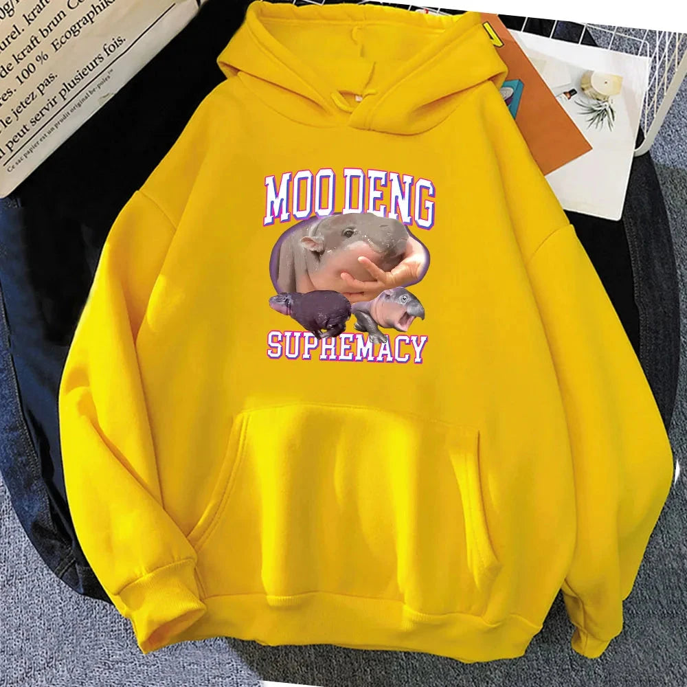 kawaiies-softtoys-plushies-kawaii-plush-Kawaii Moo Deng Supremacy Hippo Unisex Hoodie Apparel Yellow XS 
