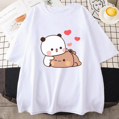 kawaiies-softtoys-plushies-kawaii-plush-Kawaii Panda Bear Love Unisex Tee Apparel White XS 