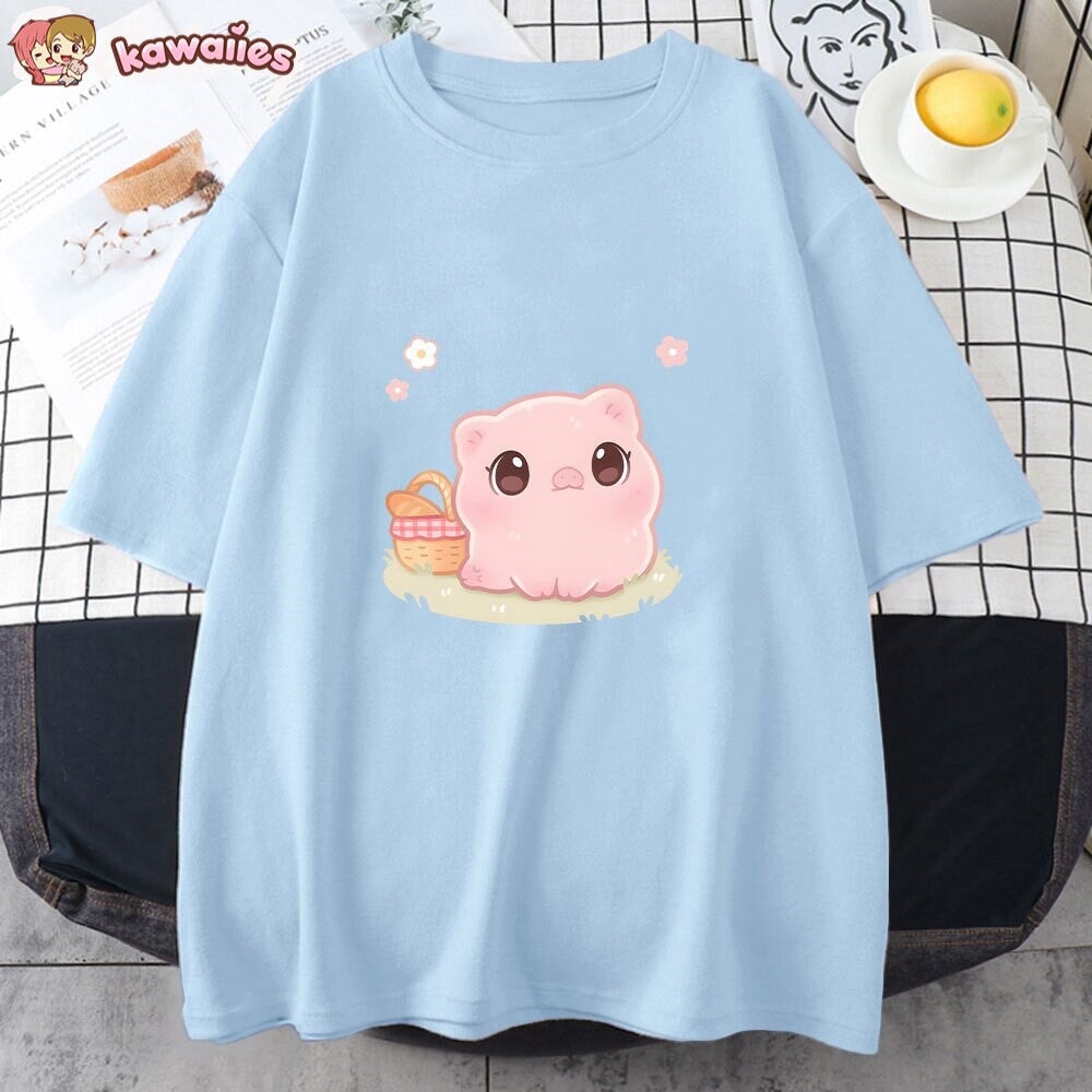 kawaiies-softtoys-plushies-kawaii-plush-Kawaii Piggy Unisex Tee Apparel 