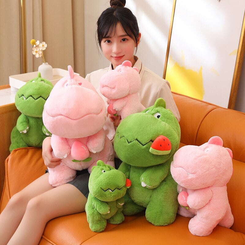 kawaiies-softtoys-plushies-kawaii-plush-Kawaii Pink Green Fluffy Dinosaur Plushies | NEW Soft toy 