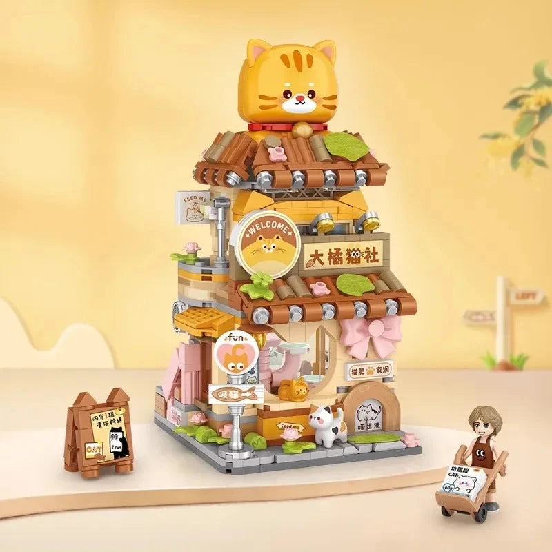 kawaiies-softtoys-plushies-kawaii-plush-Kawaii Pink Panda Ginger Cat Shop Micro Building Sets Build it 