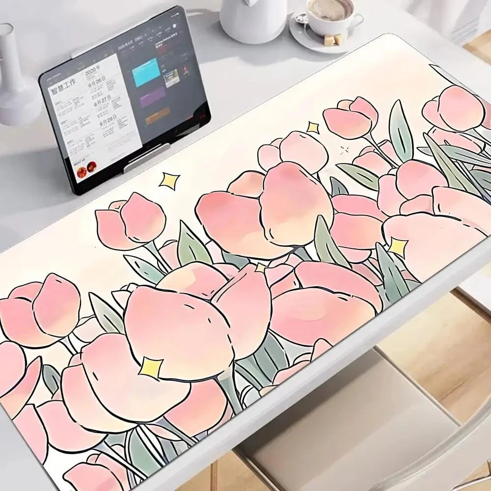kawaiies-softtoys-plushies-kawaii-plush-Kawaii Pink Tulips Large Mouse Pad Home Decor 1 60x30cm 
