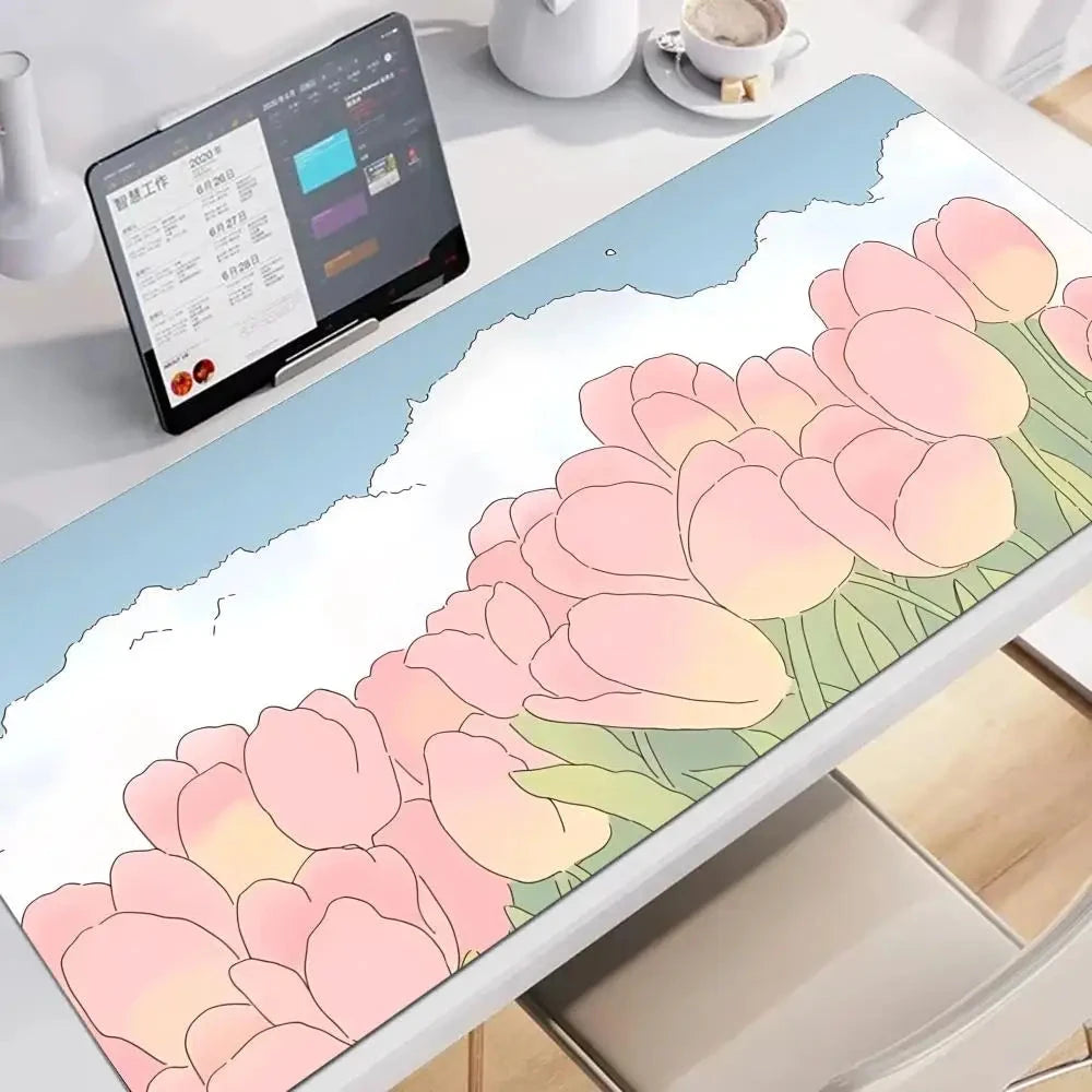 kawaiies-softtoys-plushies-kawaii-plush-Kawaii Pink Tulips Large Mouse Pad Home Decor 2 60x30cm 