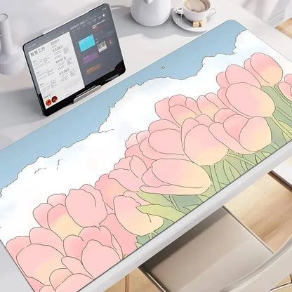 kawaiies-softtoys-plushies-kawaii-plush-Kawaii Pink Tulips Large Mouse Pad Home Decor 2 60x30cm 