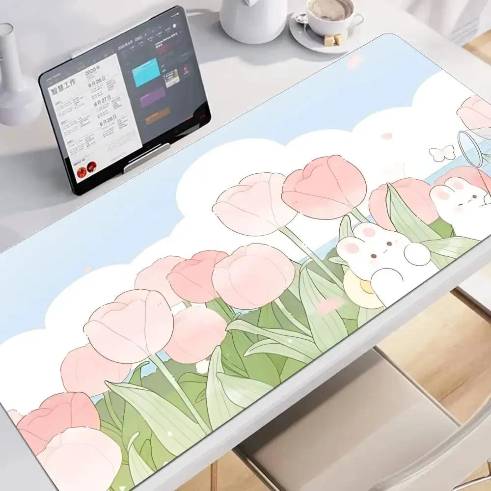 kawaiies-softtoys-plushies-kawaii-plush-Kawaii Pink Tulips Large Mouse Pad Home Decor 3 60x30cm 