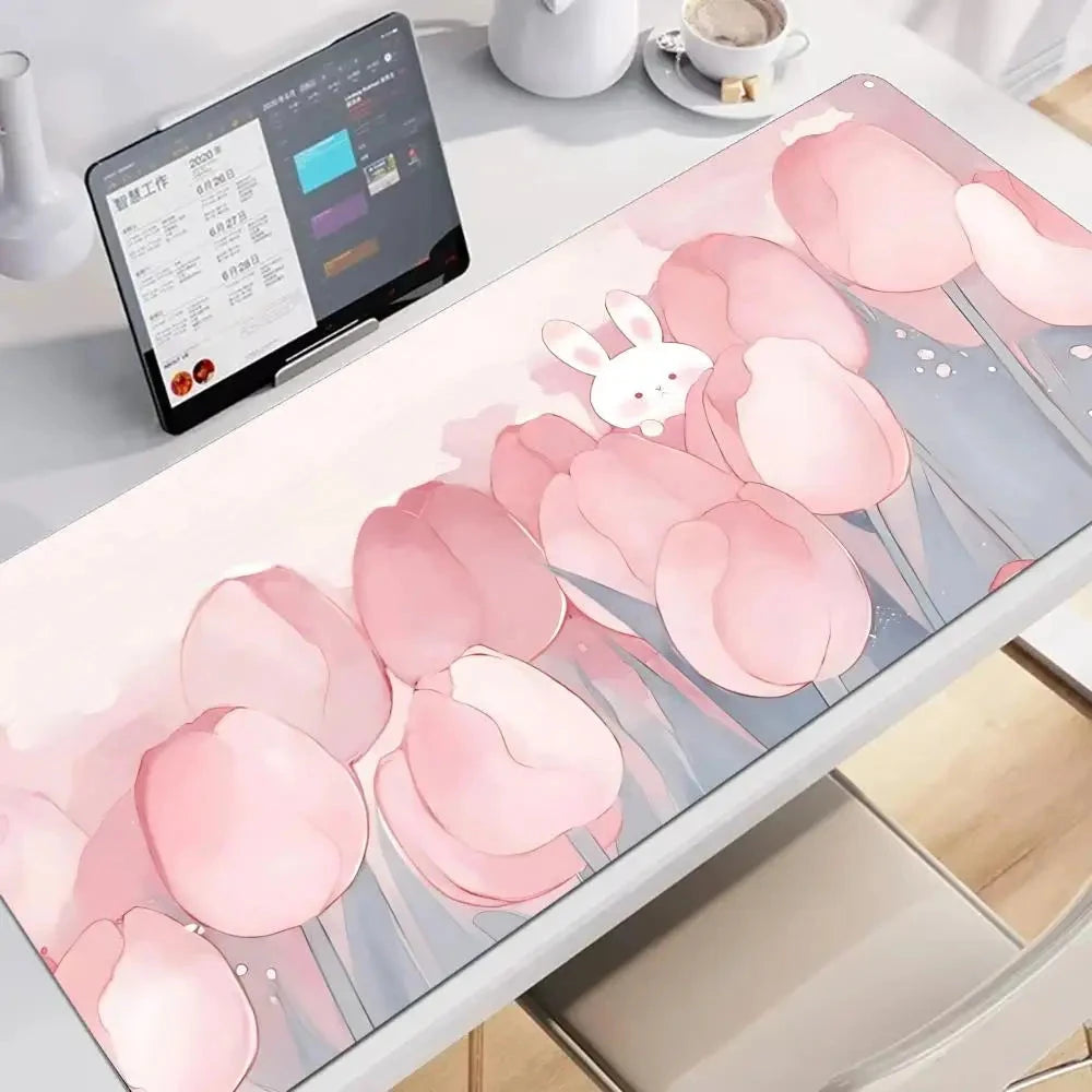 kawaiies-softtoys-plushies-kawaii-plush-Kawaii Pink Tulips Large Mouse Pad Home Decor 5 60x30cm 