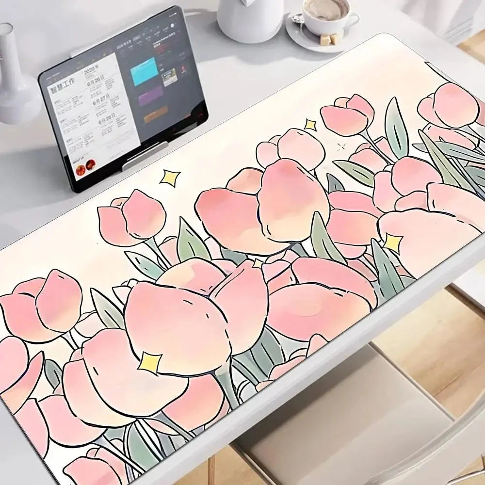 kawaiies-softtoys-plushies-kawaii-plush-Kawaii Pink Tulips Large Mouse Pad Home Decor 