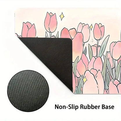kawaiies-softtoys-plushies-kawaii-plush-Kawaii Pink Tulips Large Mouse Pad Home Decor 