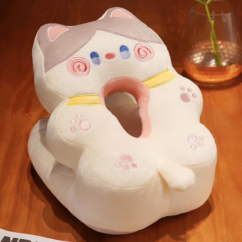 kawaiies-softtoys-plushies-kawaii-plush-Kawaii Power Nap Head Rest Cushion | NEW Pillows Brown Cat 