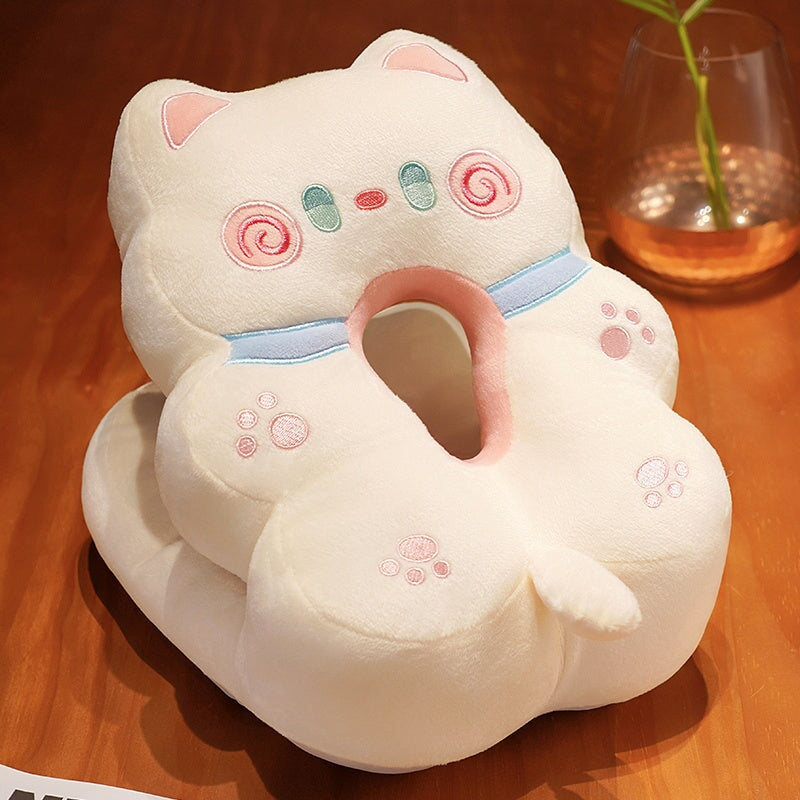kawaiies-softtoys-plushies-kawaii-plush-Kawaii Power Nap Head Rest Cushion | NEW Pillows White Cat 