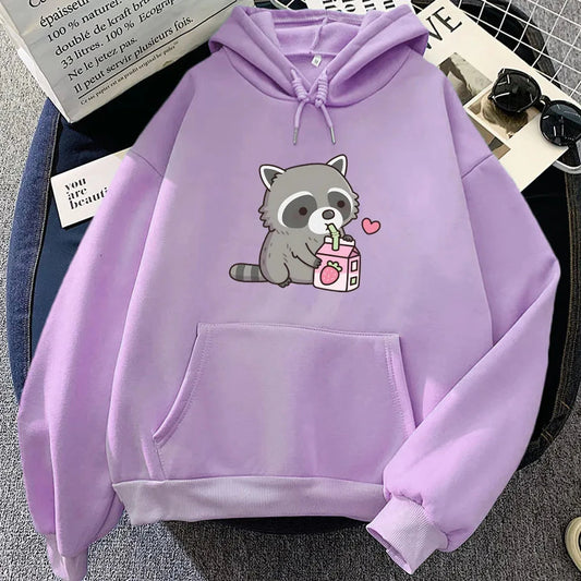 kawaiies-softtoys-plushies-kawaii-plush-Kawaii Raccoon Drinking Strawberry Milk Unisex Hoodie Apparel Light Purple XS 
