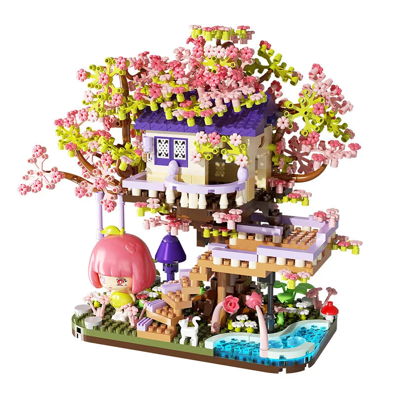 kawaiies-softtoys-plushies-kawaii-plush-Kawaii Sakura Cherry Blossom Purple Tree House Nano Building Set Build it 