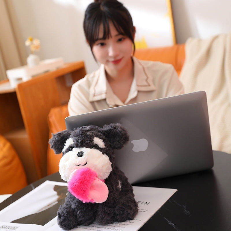 kawaiies-softtoys-plushies-kawaii-plush-Kawaii Sooty the Black Fluffy Dog with Slipper Plushie | NEW Soft toy 
