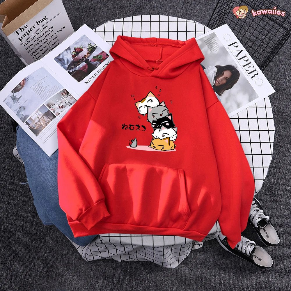 kawaiies-softtoys-plushies-kawaii-plush-Kawaii Stacked Cats Unisex Hoodie Hoodies 