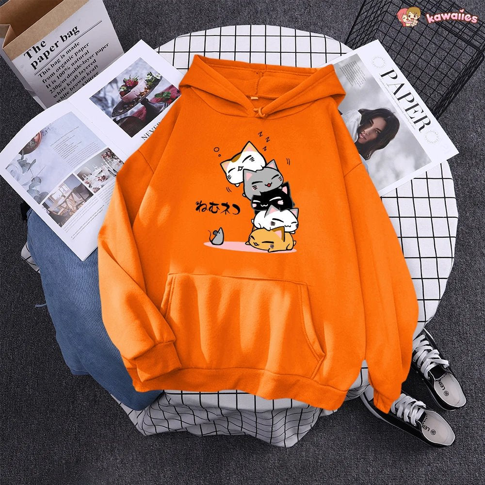 kawaiies-softtoys-plushies-kawaii-plush-Kawaii Stacked Cats Unisex Hoodie Hoodies 