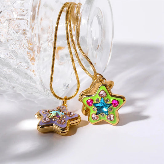 kawaiies-softtoys-plushies-kawaii-plush-Kawaii Star & Heart Gem Pendant Necklaces Jewelry 