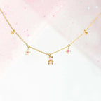 kawaiies-softtoys-plushies-kawaii-plush-Kawaii Starry Bear Pink 18K Gold-Plated Station Necklace Jewelry 